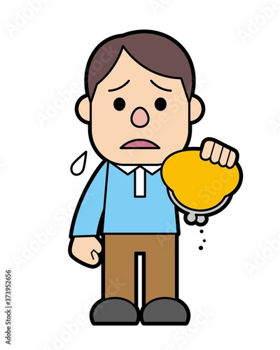 空の財布と落ち込む若い男性