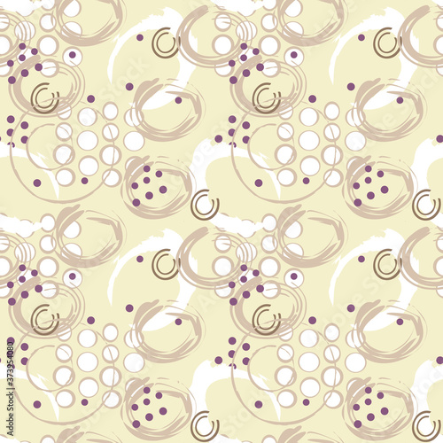 Abstract grunge style circles seamless pattern, vector background surface design
