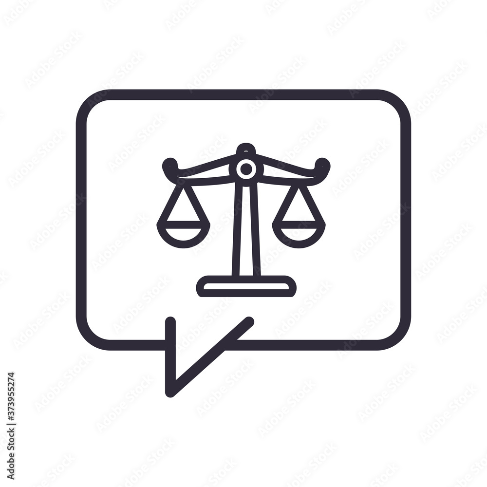 law balance scale in bubble line style icon vector design law balance scale in bubble line style icon vector design