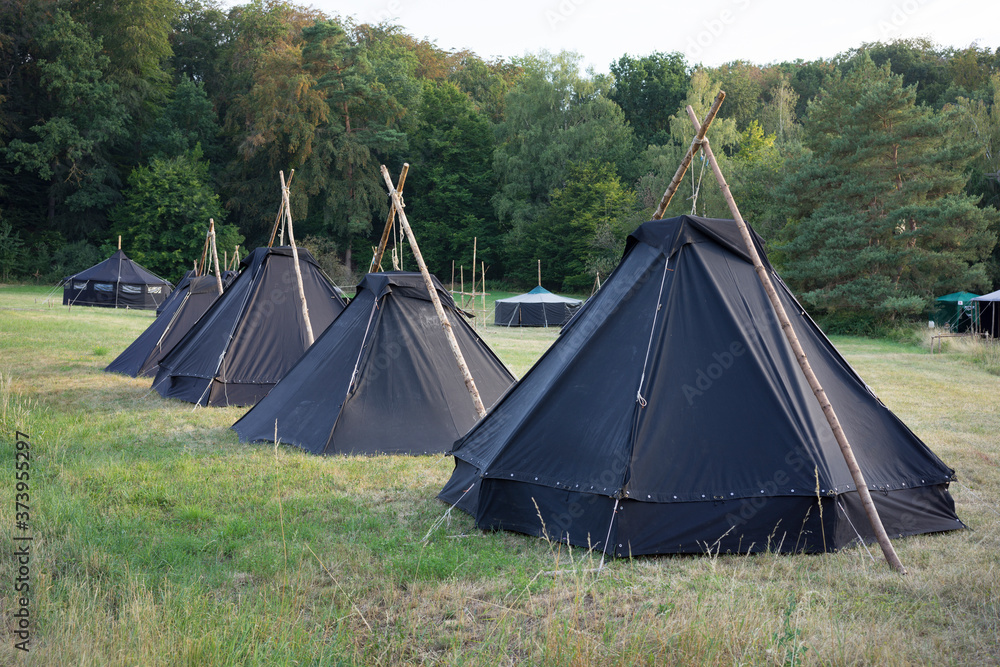 German scout camp with Kohte and Jurte tents