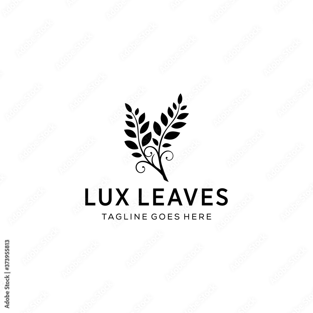 Modern tree with many leaves logo design template