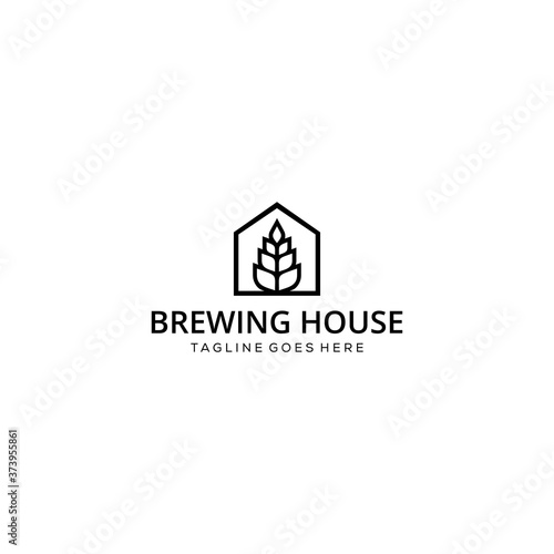 Illustration house brewing drink maker logo design template