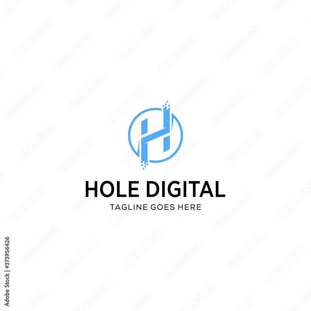 Illustration modern H sign technology monogram sign geometric logo design template