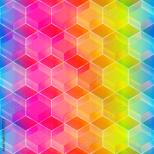 Rainbow color mosaic seamless pattern.