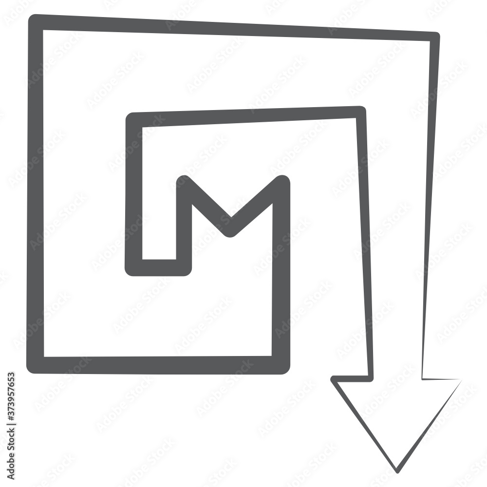 An icon style of turn down arrow, curve down direction
An icon style of turn down arrow, curve down direction