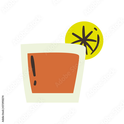 tequila shot with lemon free form style icon vector design
