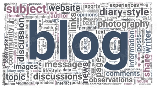 Blog vector illustration word cloud isolated on a white background.