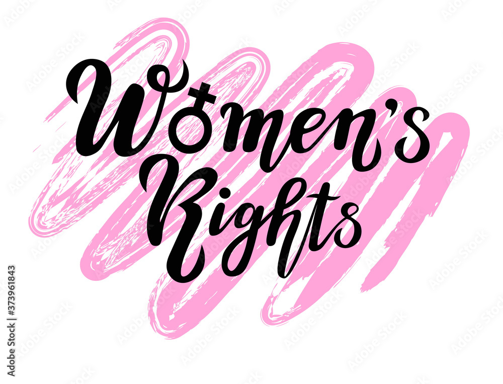 women's right lettering text on pink abstract background, vector illustration can use for print or web. 