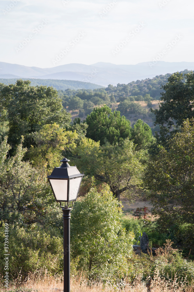 Mountain View with Lamppost; Pradena del Rincon; Madrid