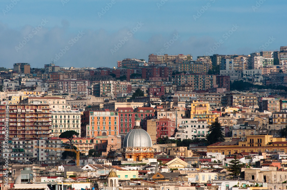 Naples (Napoli) skyline with domes and old buildings. 