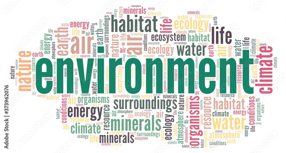 Fototapeta premium Environment vector illustration word cloud isolated on a white background.
