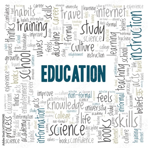 Education vector illustration word cloud isolated on a white background.