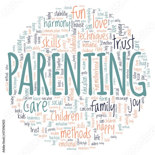 Parenting vector illustration word cloud isolated on a white background.
