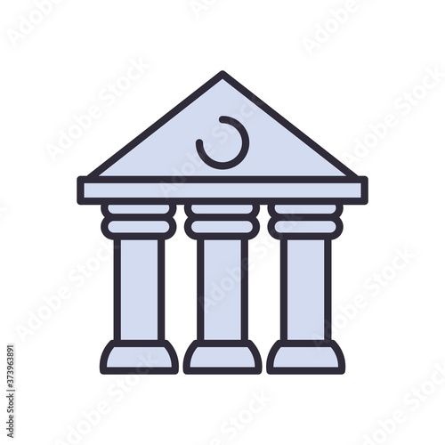 court building line and fill style icon vector design