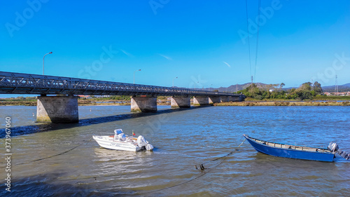 Photography Fao / Esposende / Portugal -  August 22, 2020: The Fao metallic bridge, known as D