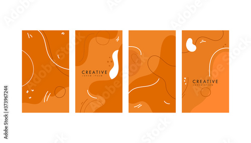 Colorful abstract geometric mimphis banners on a white background. Design backgrounds for social media post and stories