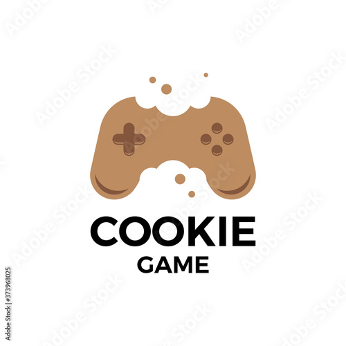 Cookie + controller gaming. Cookie game logo. Icon vector.