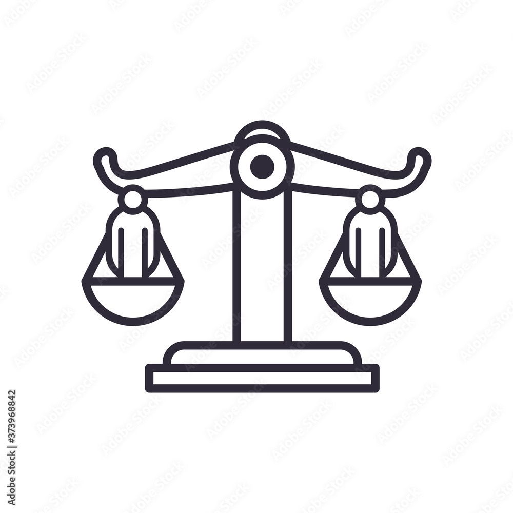 Fototapeta premium men on law balance scale line style icon vector design