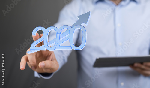 business year 2020 up goals and success illustration