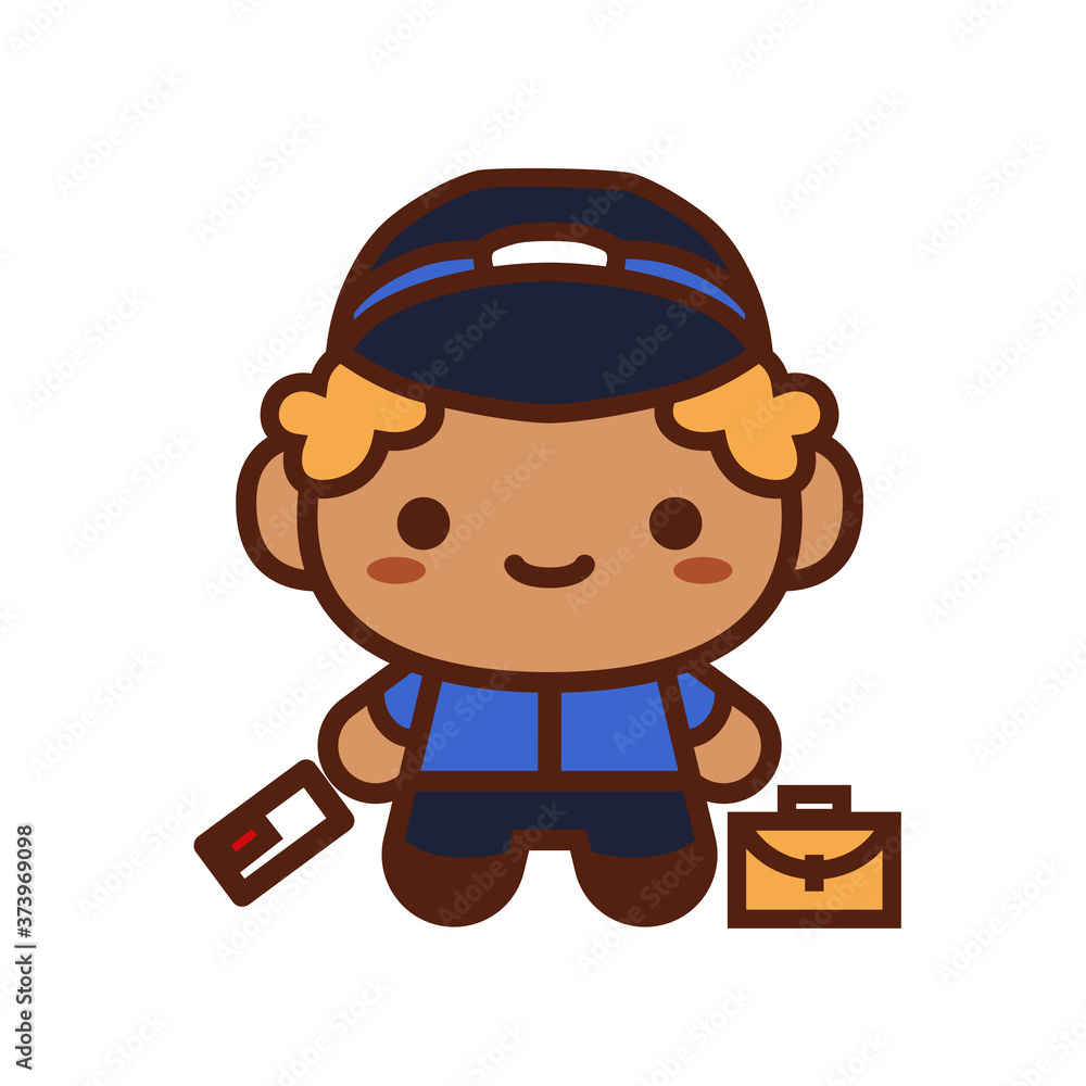 Isolated postman cute profession human icon - Vector