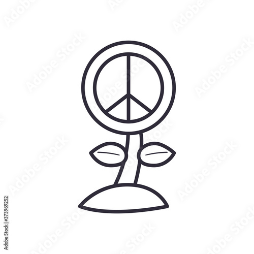 peace and love flower line style icon vector design