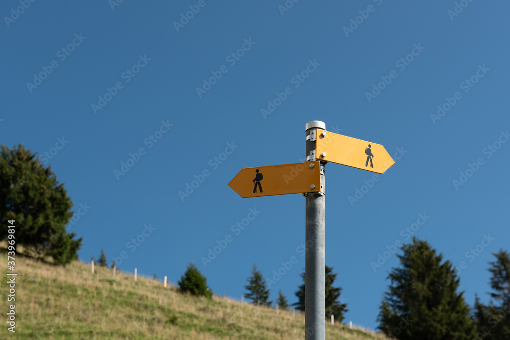Trail markers in Gruyere region, Switzerland Trail markers in Gruyere region, Switzerland