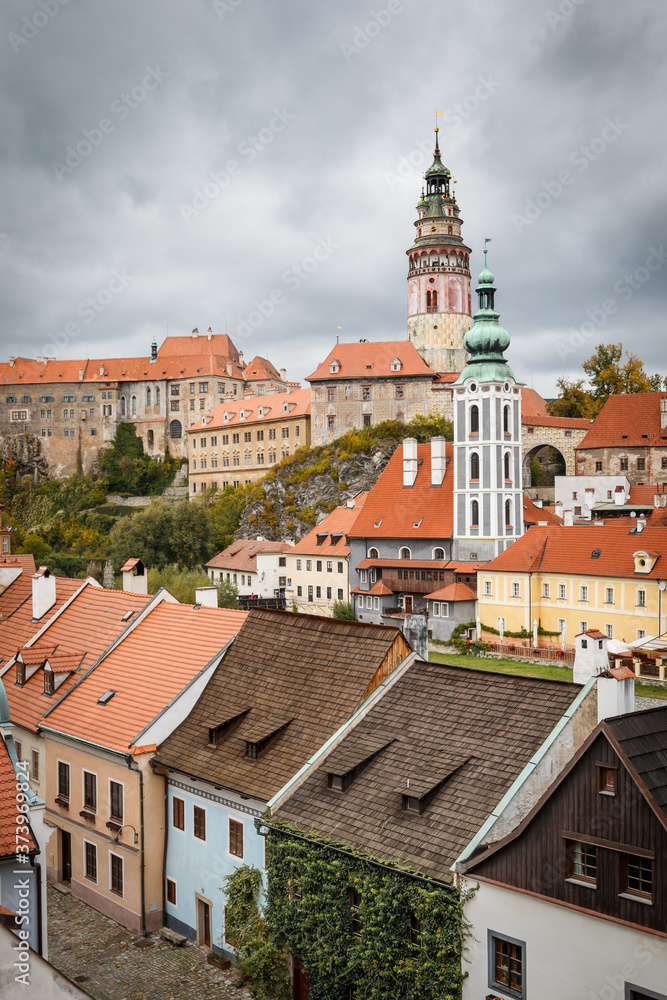 A view of Cesky Krumlov which is a historic city in Czechia, Central Europe
