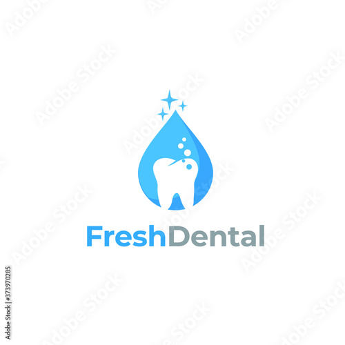 Fresh water and tooth logo and icon design