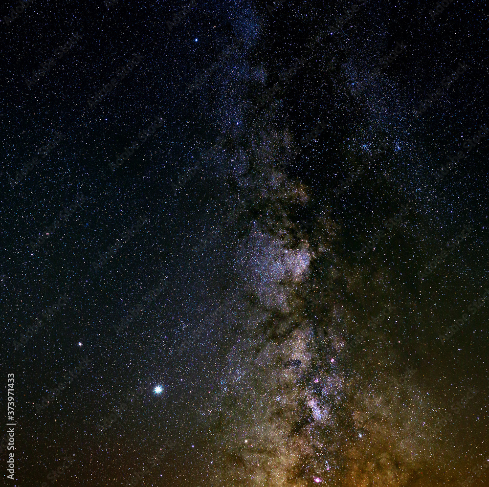 Fototapeta premium Milky Way, Jupiter and Saturn