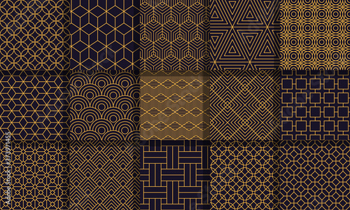 Geometric seamless patterns. Graphics style striped texture, vintage maze patterns, geometric stripes vector ornaments set. Geometric background, graphic seamless abstract pattern illustration