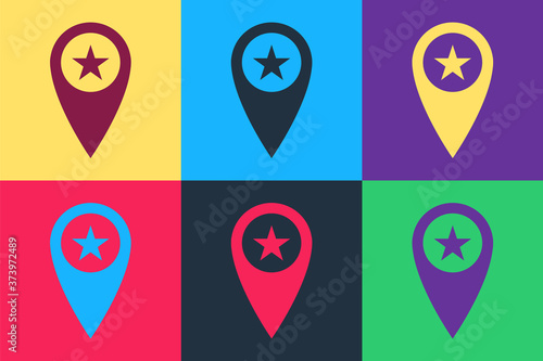 Pop art Map pointer with star icon isolated on color background. Star favorite pin map icon. Map markers. Vector. Free Download Pop art Map pointer with star icon isolated on color background. Star favorite pin map icon. Map markers. Vector. - GFXLoad