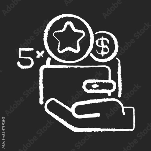 Bonus program chalk white icon on black background. Company employment benefits. Employee salary raise. Financial encouragement and motivation of workers. Isolated vector chalkboard illustration