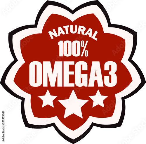 Omega 3 Natural Star Shaped Sticker Sign.