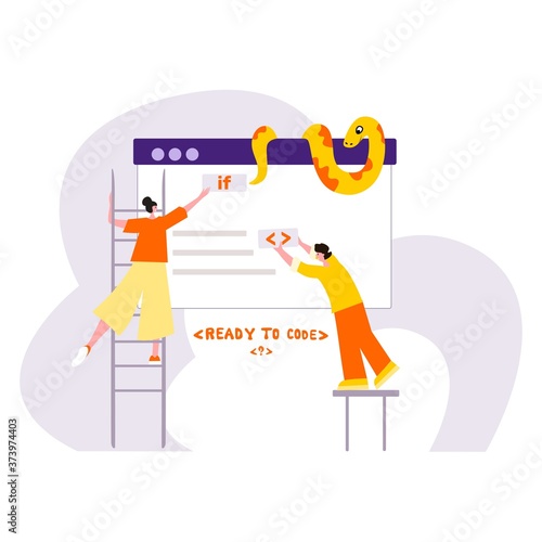 Python code language sign. Programming coding and developing concept. Software development. Programming language