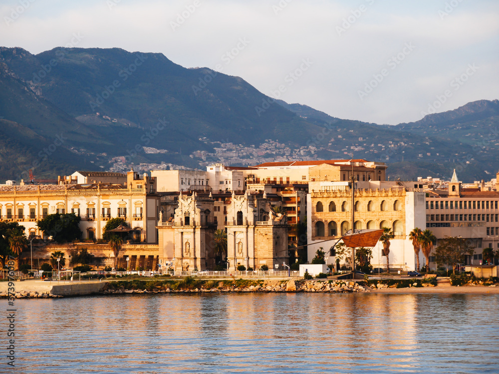Palermo, Porta del Sole seen from the sea. High quality photo