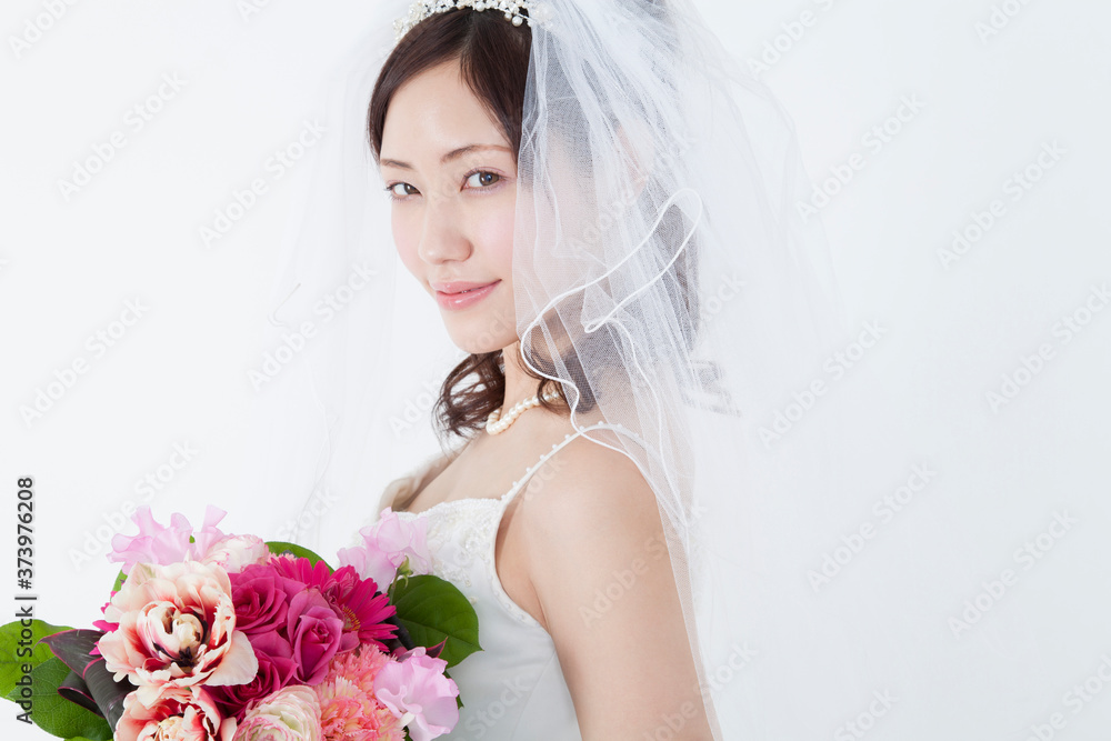 Naklejka premium ブーケを持つ花嫁