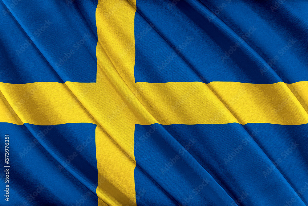 Colorful Sweden flag waving in the wind. 3D illustration. Colorful Sweden flag waving in the wind. 3D illustration.