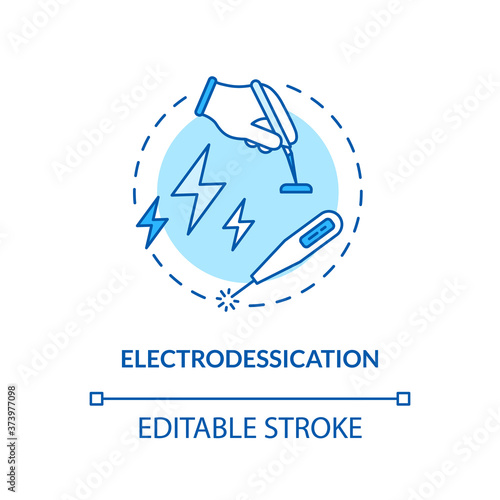 Electrodessication concept icon. Skin laser procedures. Skin growths removal. Health care. Tumor removal idea thin line illustration. Vector isolated outline RGB color drawing. Editable stroke