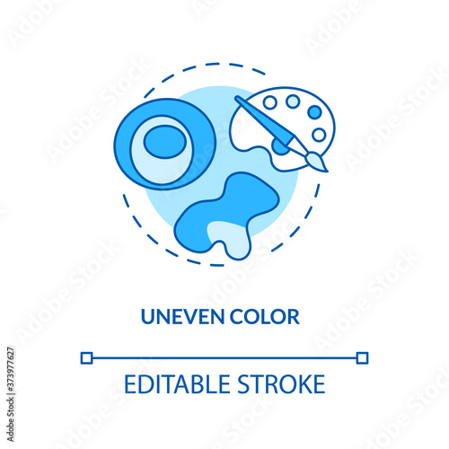 Uneven color concept icon. ABCDEs of Melanoma. Skin cancer diagnostics. Atypical cancerous moles idea thin line illustration. Vector isolated outline RGB color drawing. Editable stroke