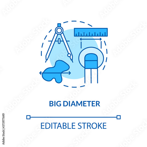 Big diameter concept icon. Self examination. Skin cancer warning symptomes. Large moles in diameter idea thin line illustration. Vector isolated outline RGB color drawing. Editable stroke