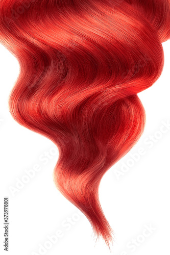 Red shiny hair on white background, isolated