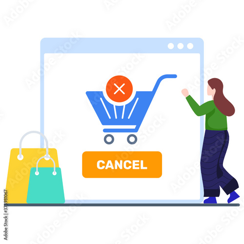 
Shopping cart with cross mark showing cancel order vector 

