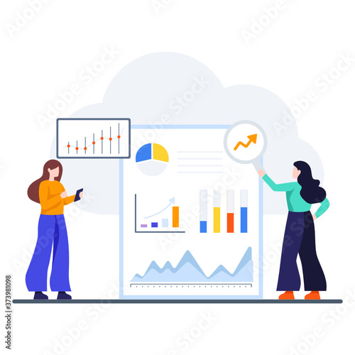 
Business report with cloud, cloud report flat illustration
