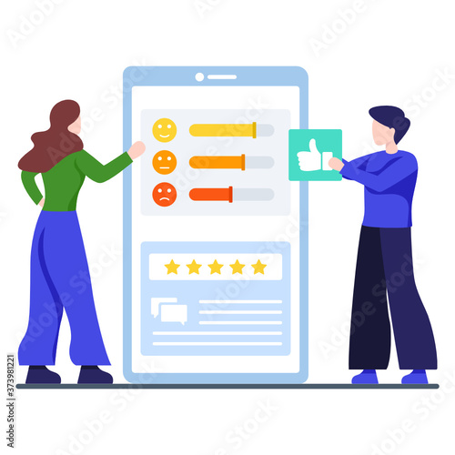 
Flat illustration design of customer survey, customer retention
