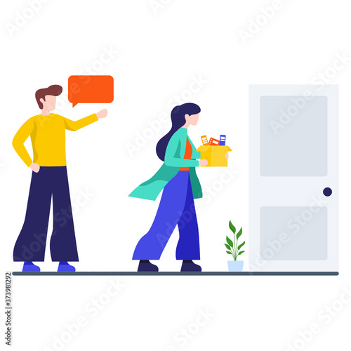 
A human avatar standing in dismay showing illustration for staff dismissal, employee layoff 
