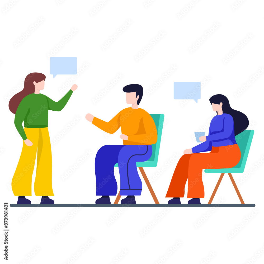 
Flat illustration design of group therapy, group communication 
