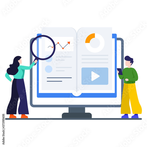  A concept of online learning in modern flat illustration 