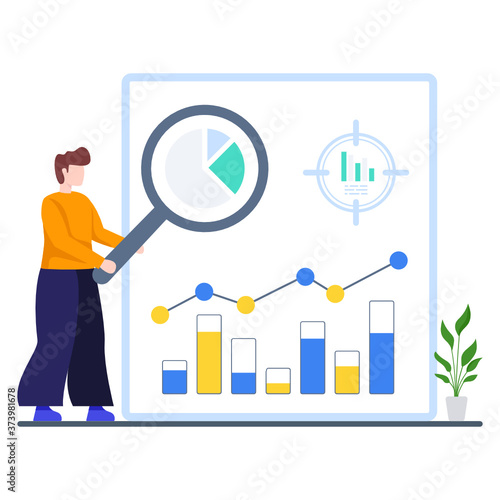 
Use of statistical data, predictive analysis flat illustration

