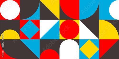 Abstract Bauhaus style geometric shapes design seamless pattern vector illustration