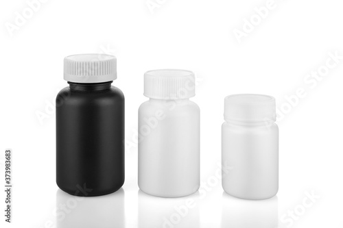 Plastic bottle without label on white background
